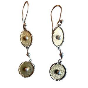 Vintage Dangle Gold Tone Pierced Earrings Matte Textured Everyday